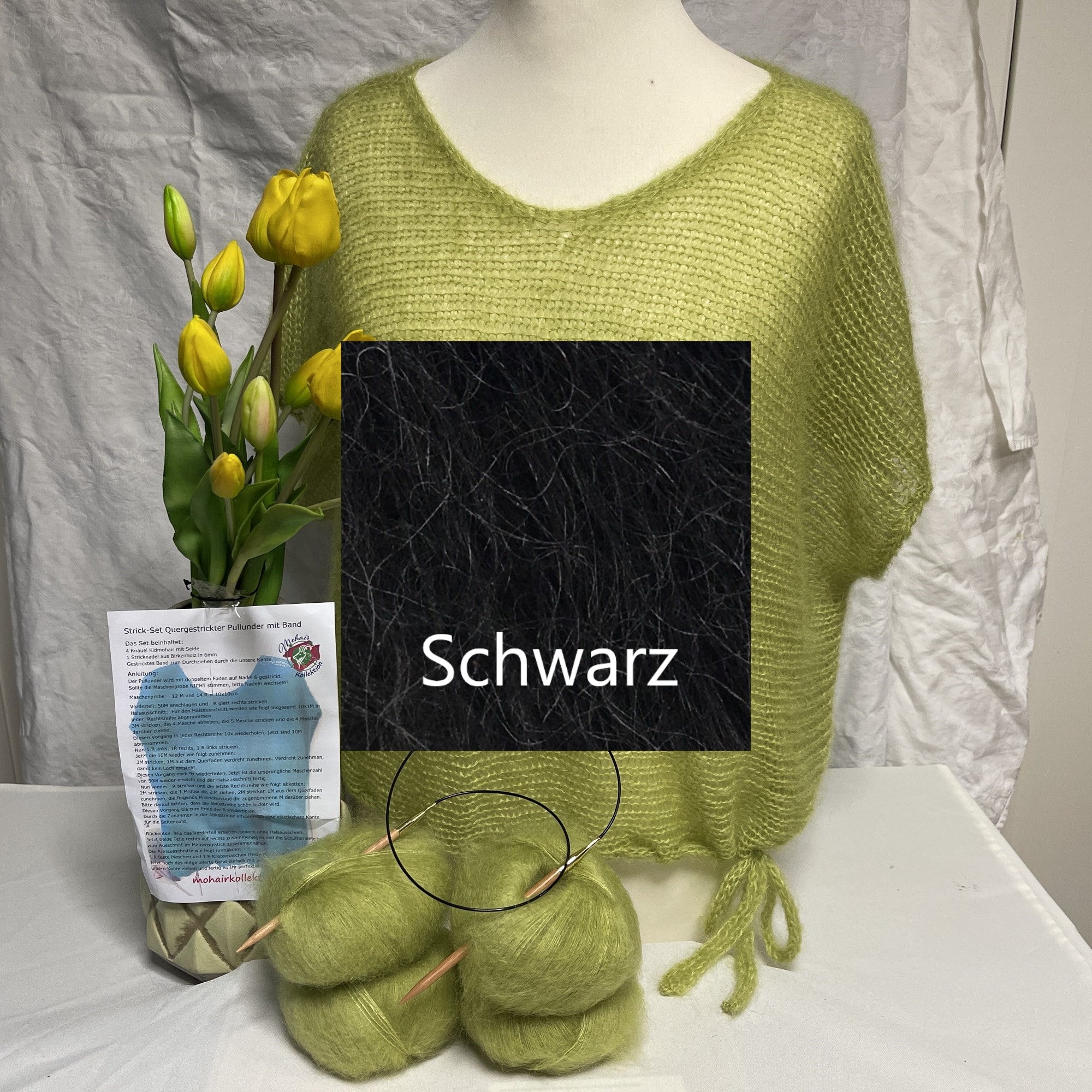 Strick-Set Quergestrickter Pullunder mit Band