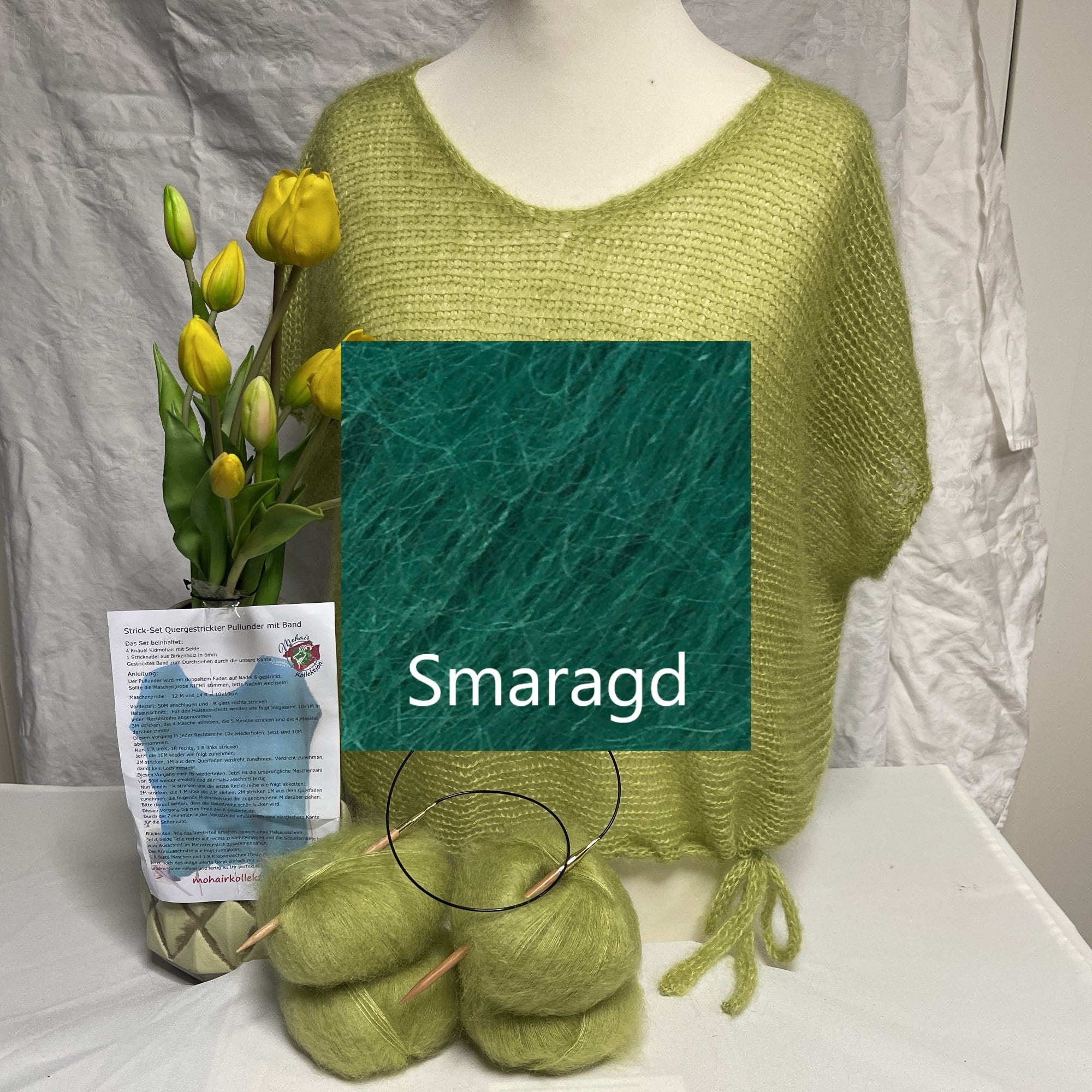 Strick-Set Quergestrickter Pullunder mit Band