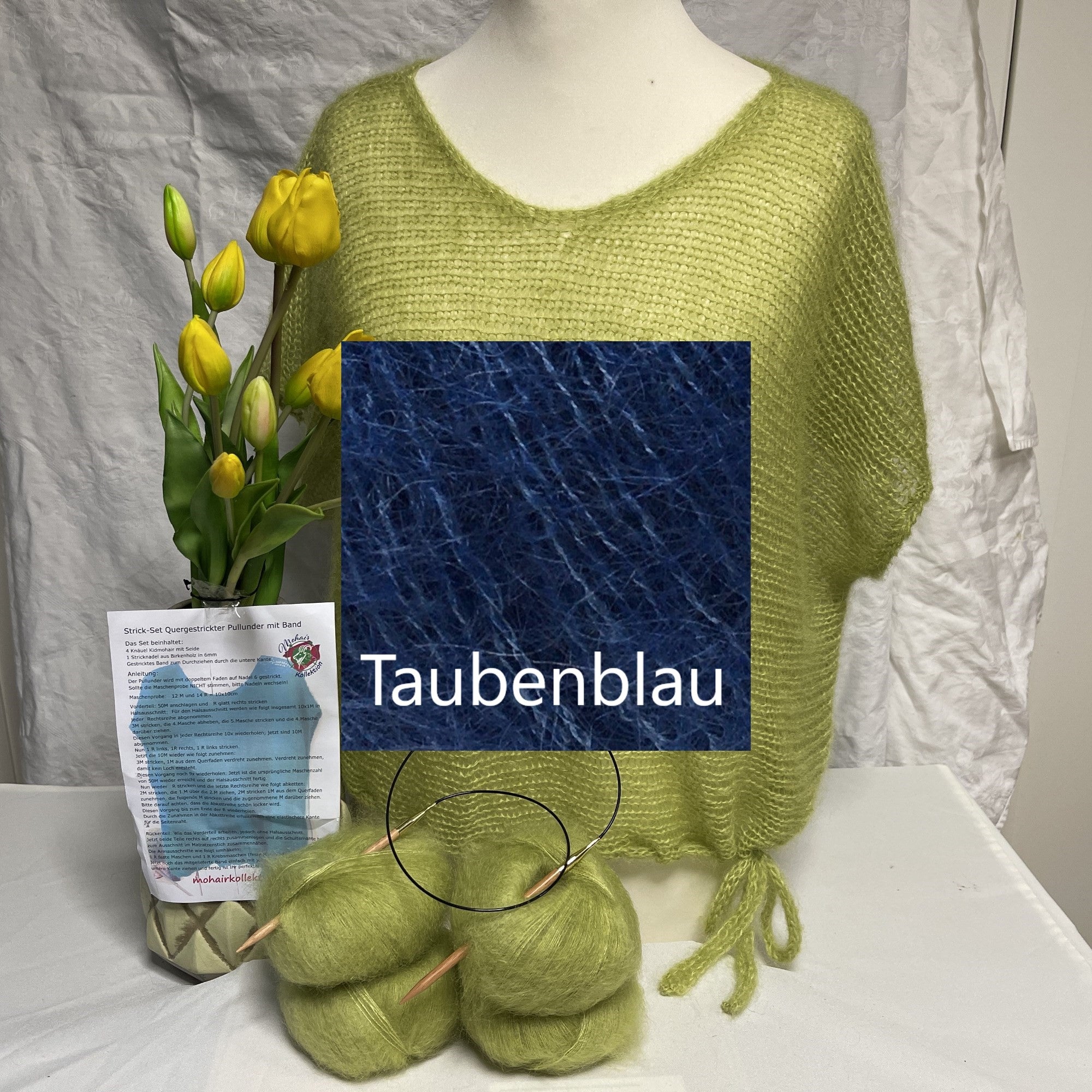 Strick-Set Quergestrickter Pullunder mit Band