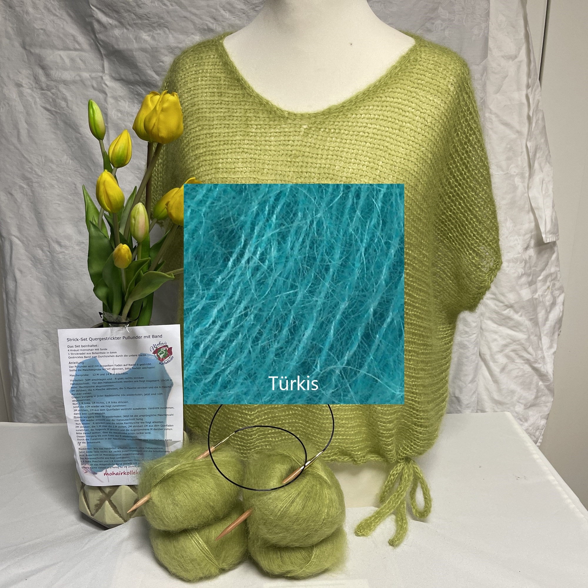 Strick-Set Quergestrickter Pullunder mit Band