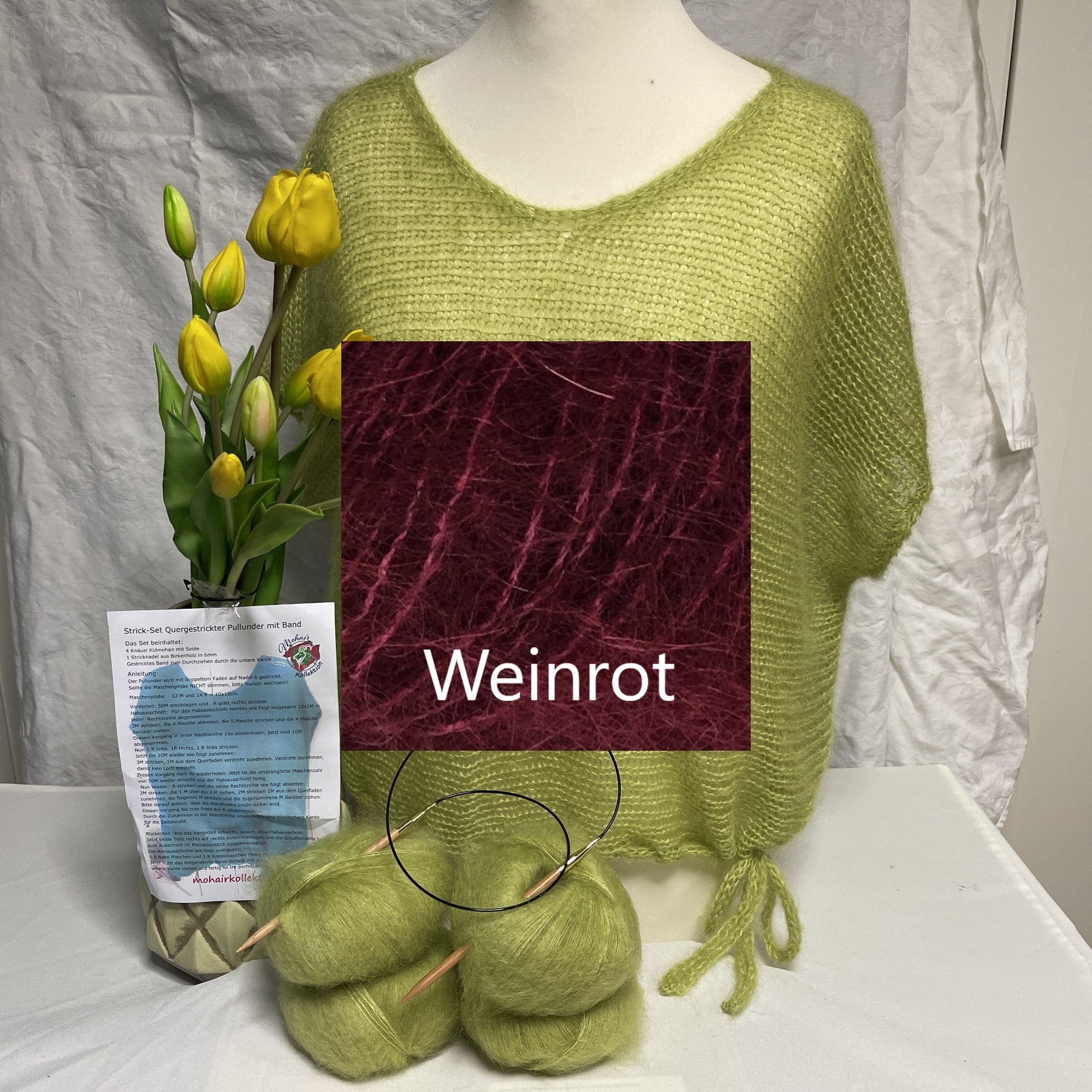 Strick-Set Quergestrickter Pullunder mit Band
