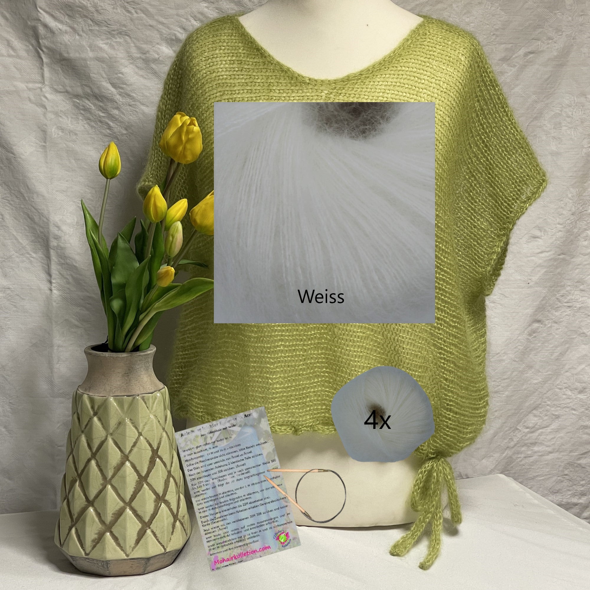 Strick-Set Quergestrickter Pullunder mit Band