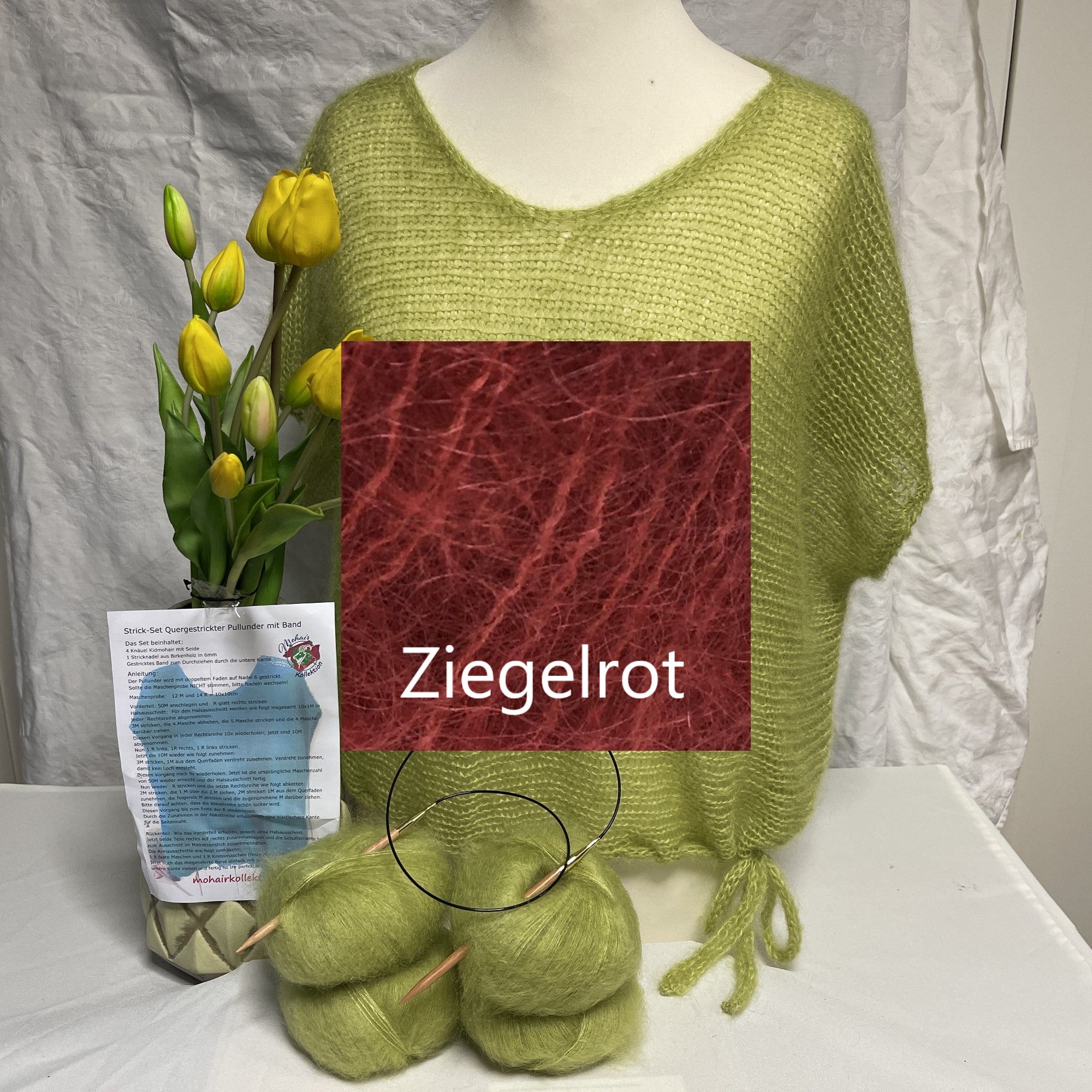 Strick-Set Quergestrickter Pullunder mit Band