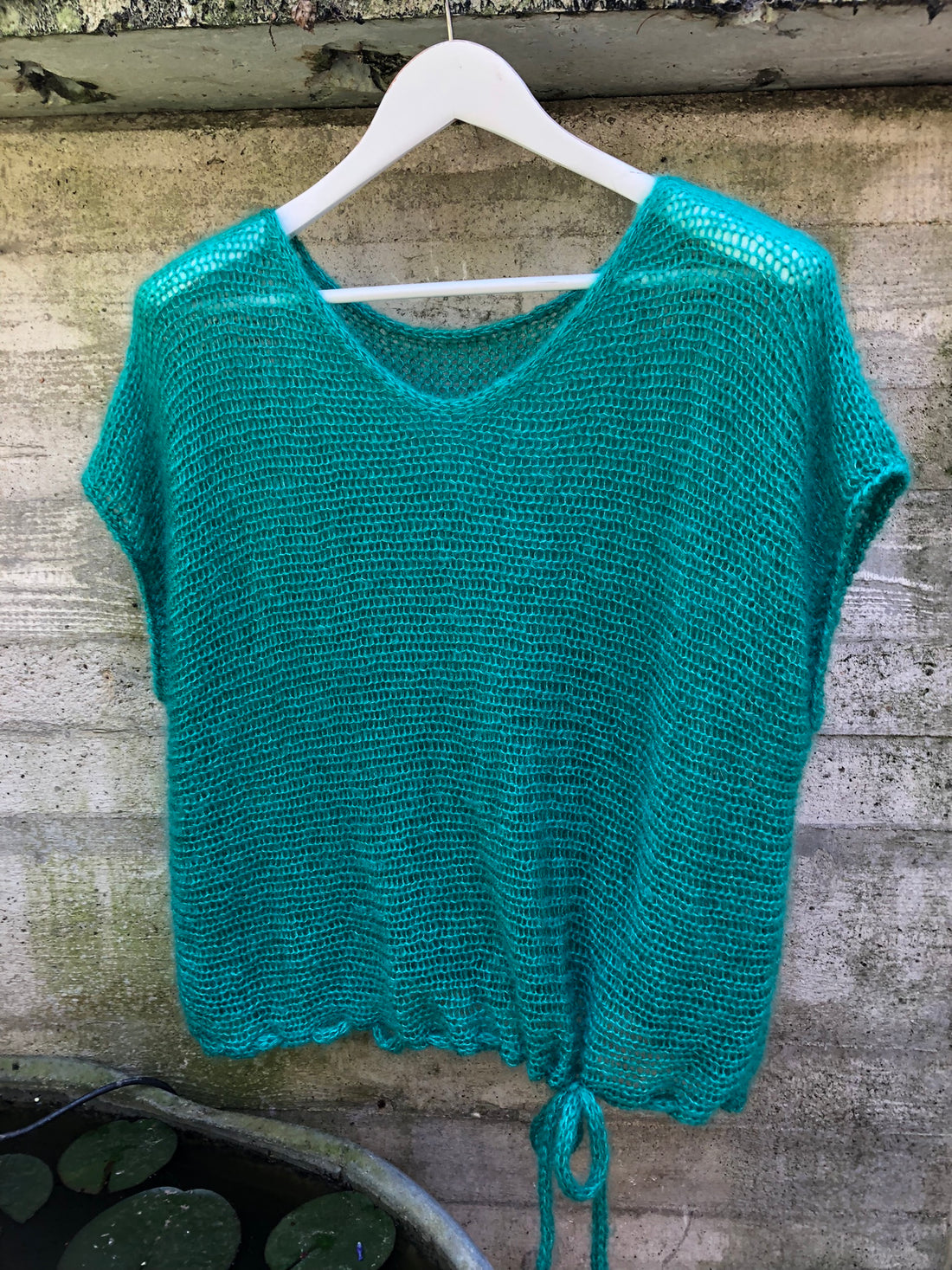 Strick-Anleitung quergestrickter Pullunder mit Band