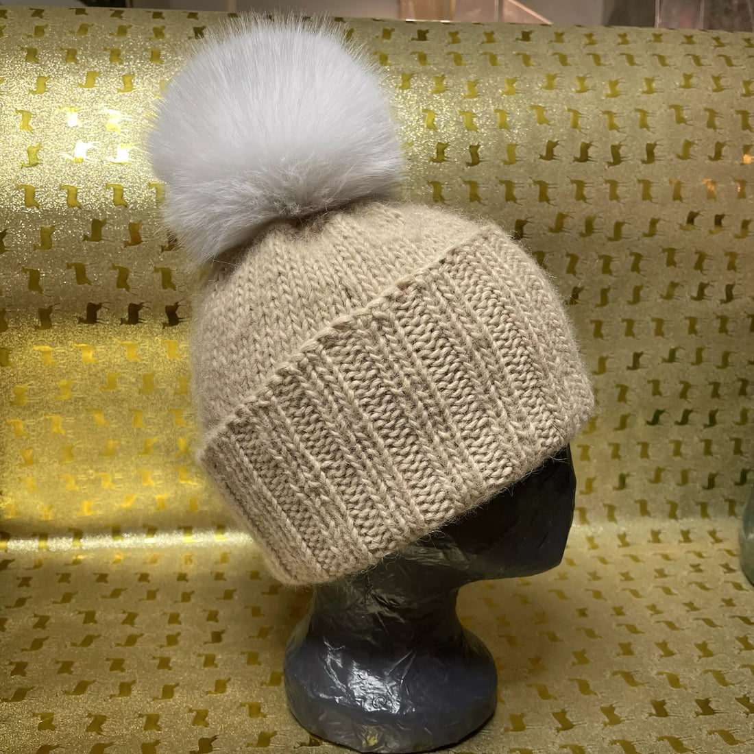 Alpaka Strickmütze Beige