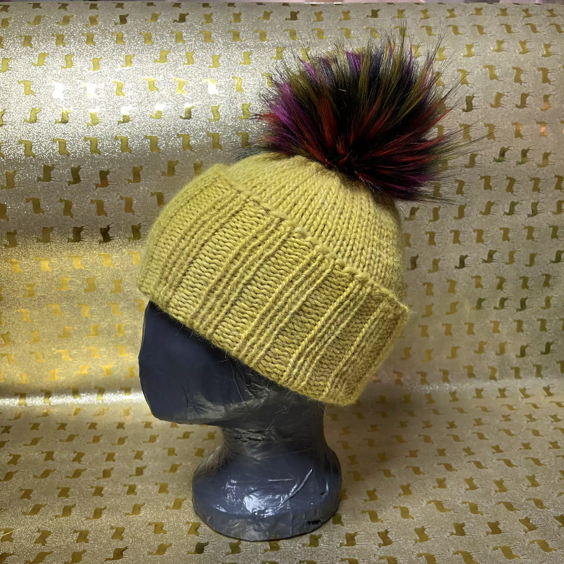 Alpaka Strickmütze Gelb