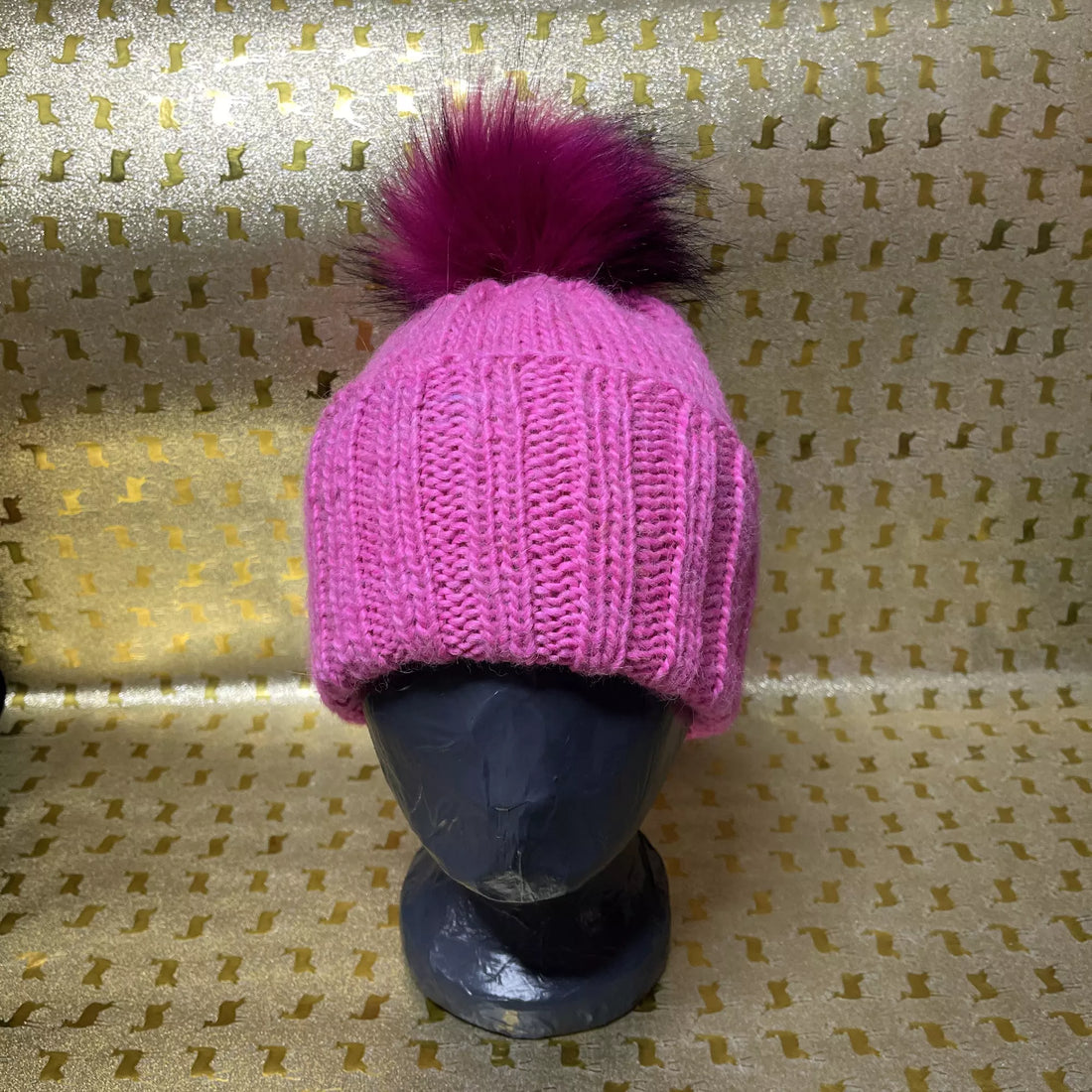 Alpaka Strickmütze Pink