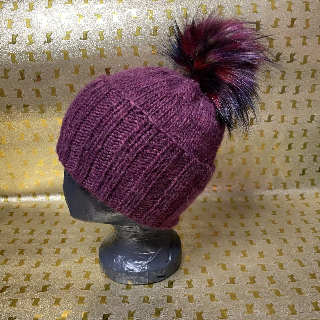 Alpaka Strickmütze Burgund