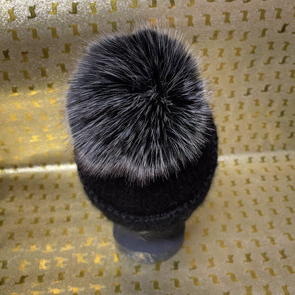 Alpaka Strickmütze Schwarz