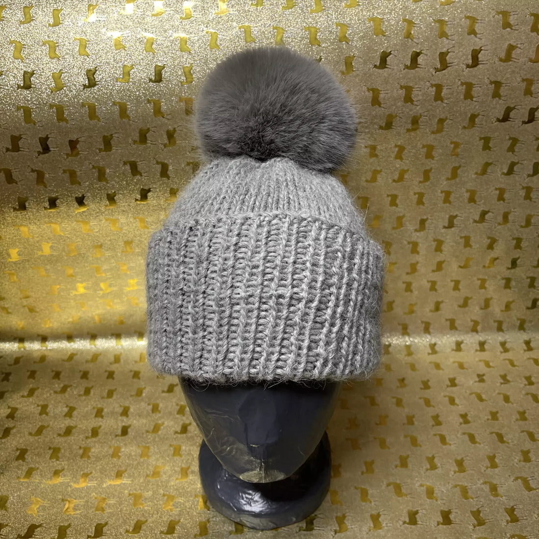 Alpaka Strickmütze Grau