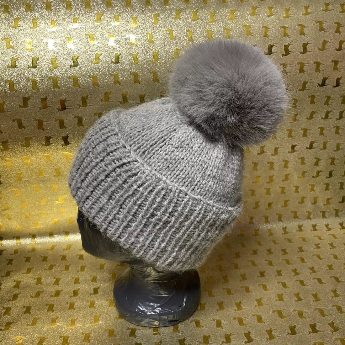 Alpaka Strickmütze Grau