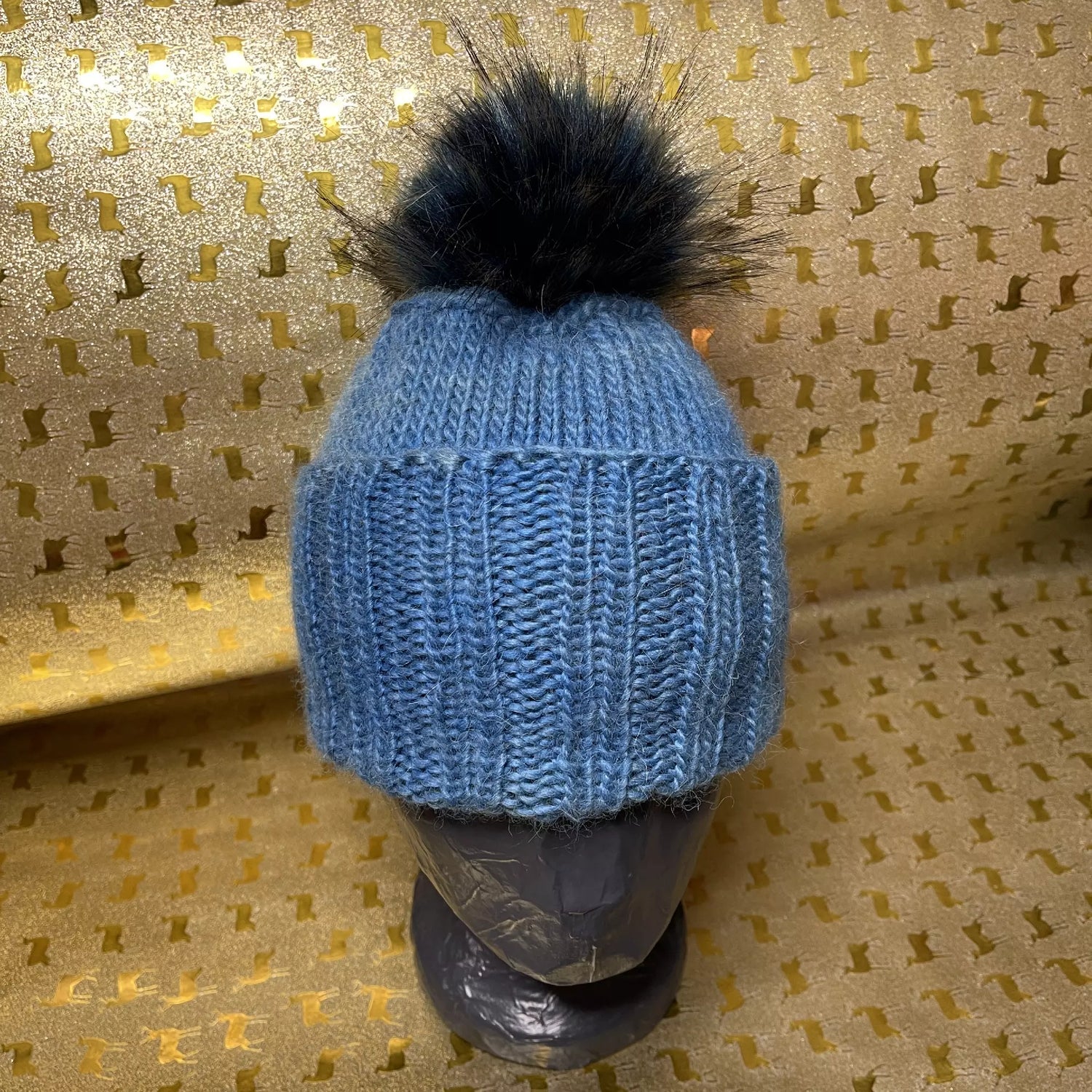 Alpaka Strickmütze Blau