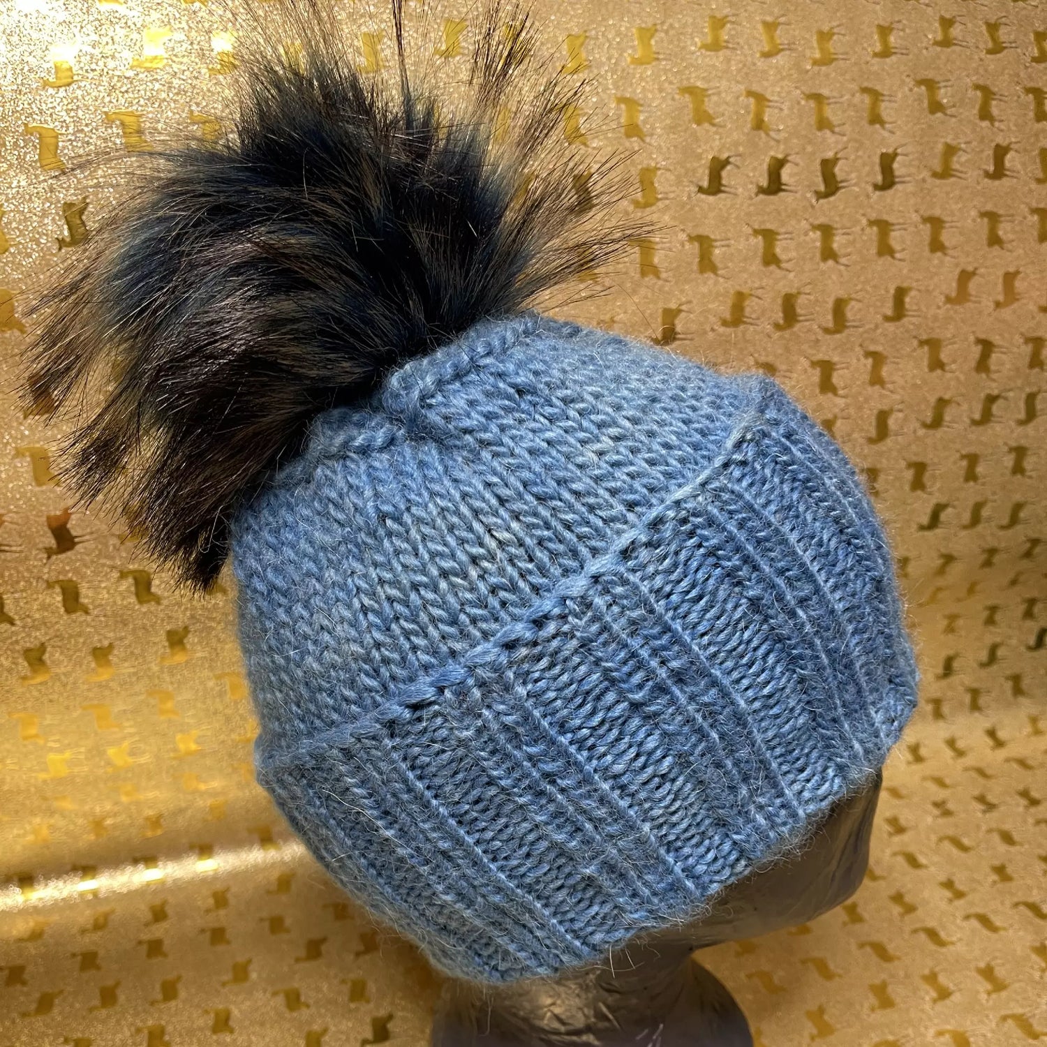 Alpaka Strickmütze Blau