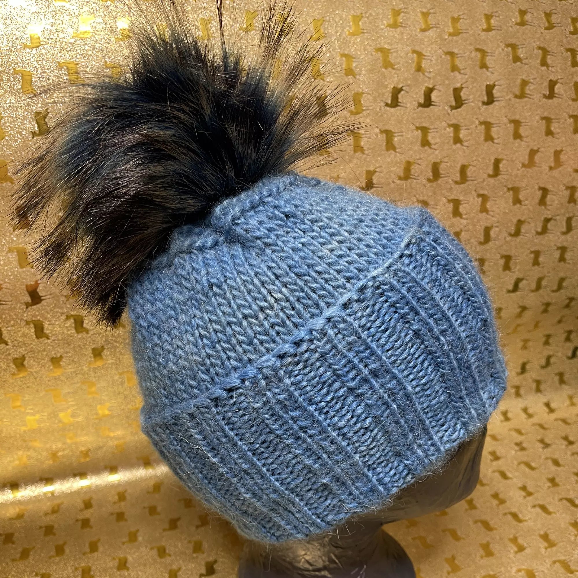 Alpaka Strickmütze Blau