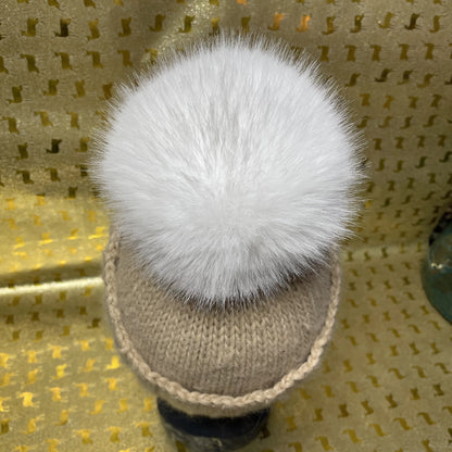Alpaka Strickmütze Beige