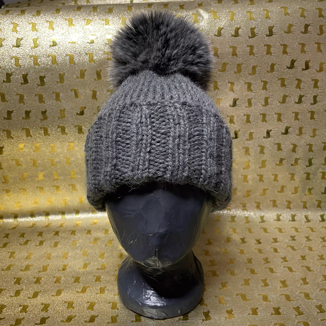 Alpaka Strickmütze Anthrazit