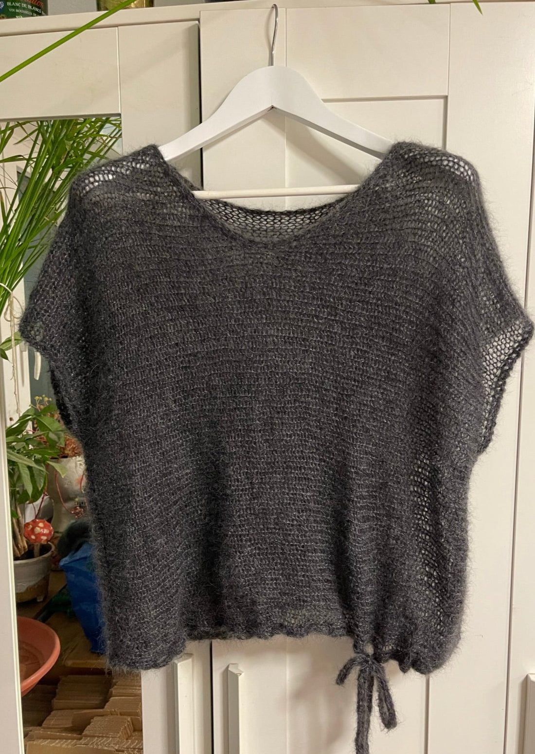 Strick-Set Quergestrickter Pullunder mit Band