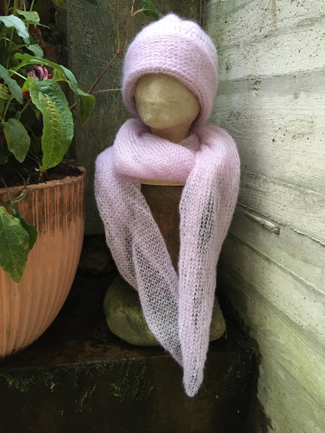 Mütze und Schal Hellrosa