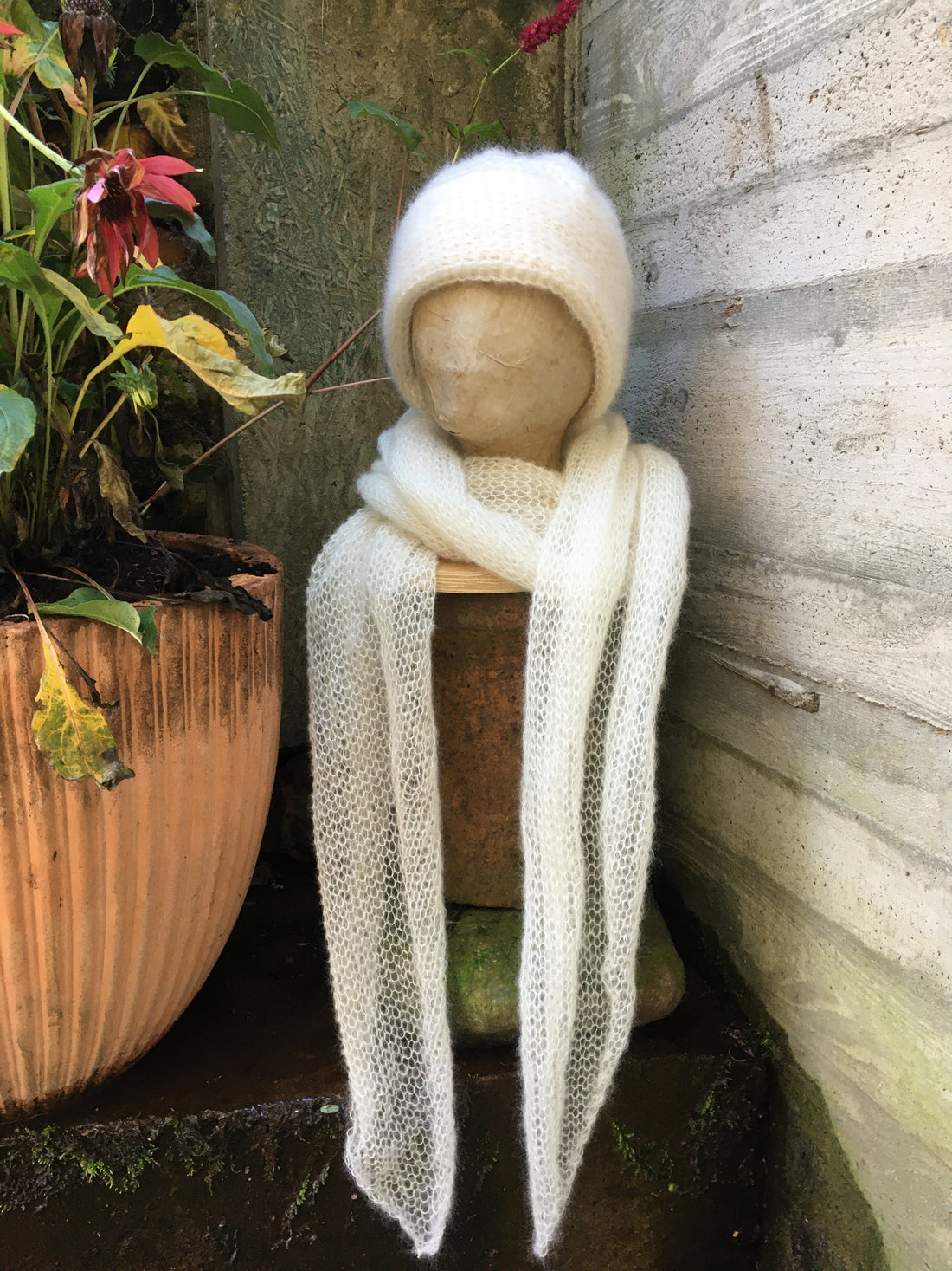 Mütze und Schal Natur