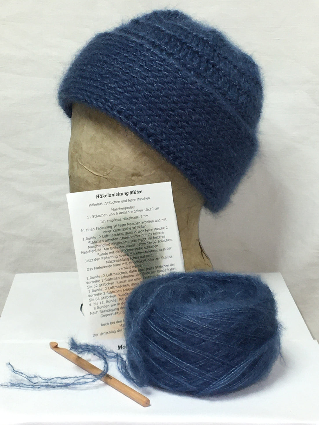 Häkel-Set Mütze Taubenblau