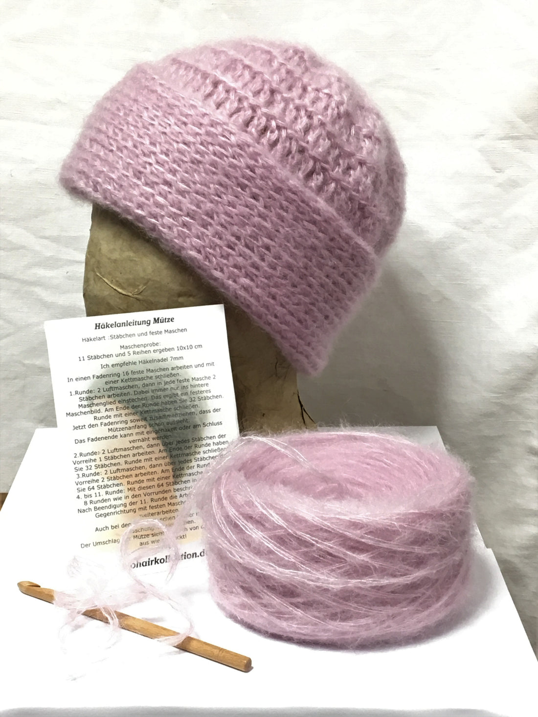Häkel-Set Mütze Hellrosa