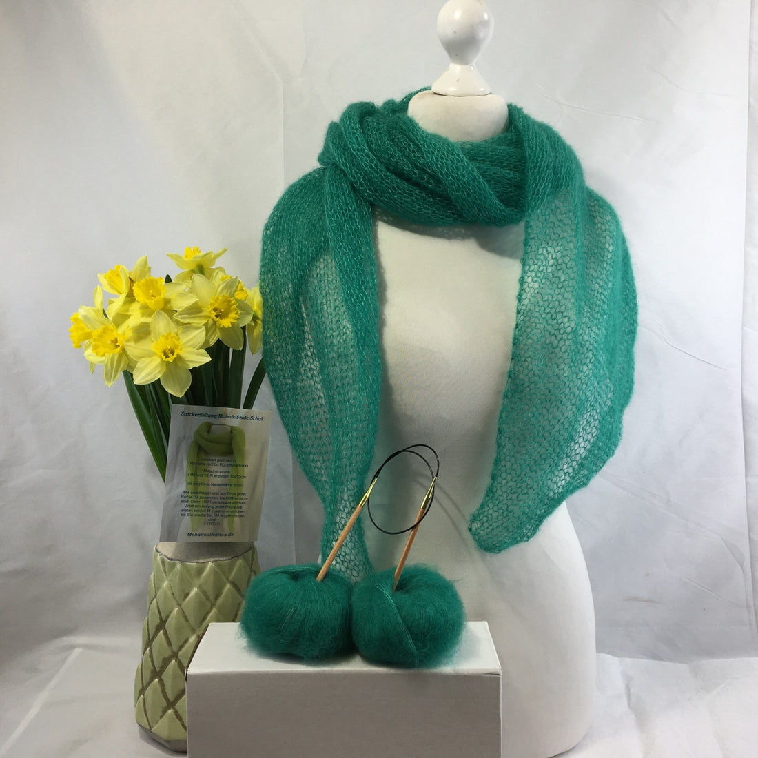 Strick-Set Schal Smaragd