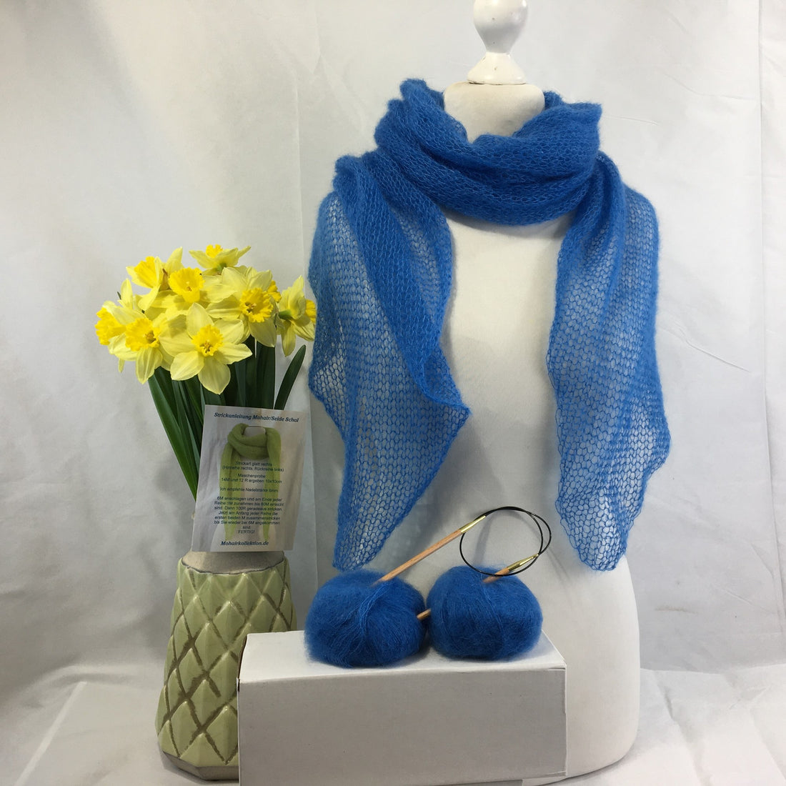 Strick-Set Schal Azur