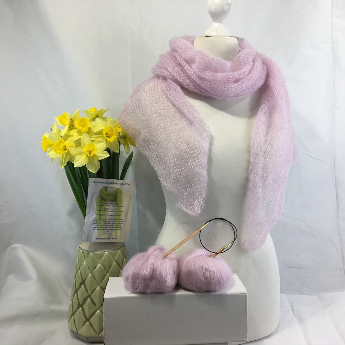 Strick-Set Schal Hellrosa