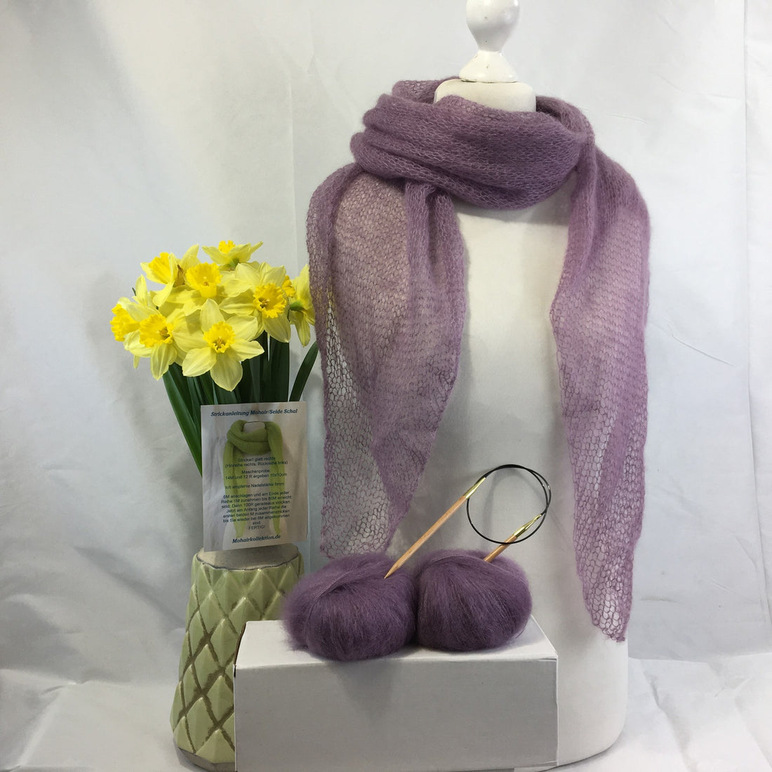Strick-Set Schal Mauve