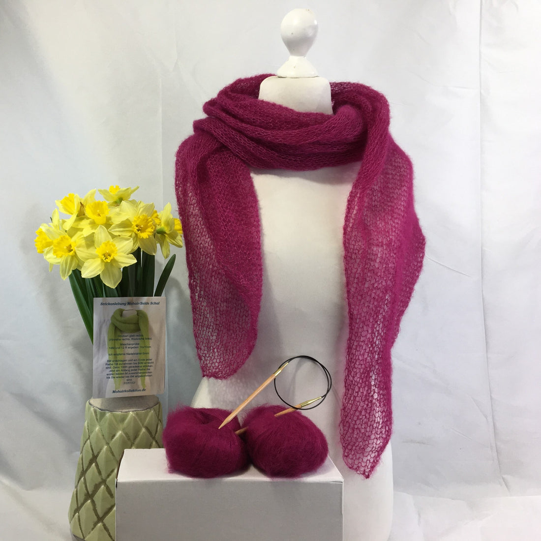 Strick-Set Schal Fuchsia