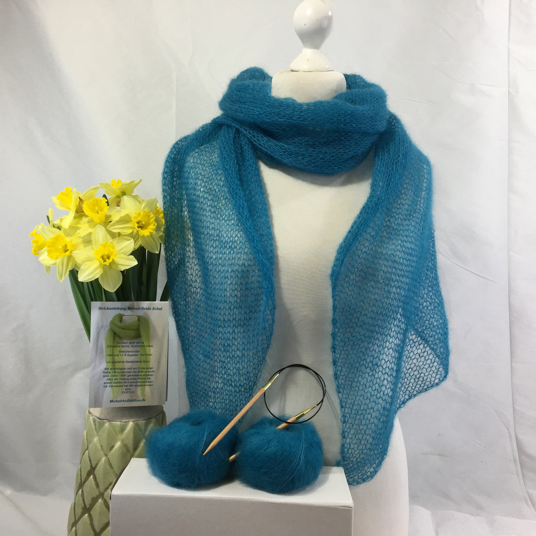 Strick-Set Schal Lagune
