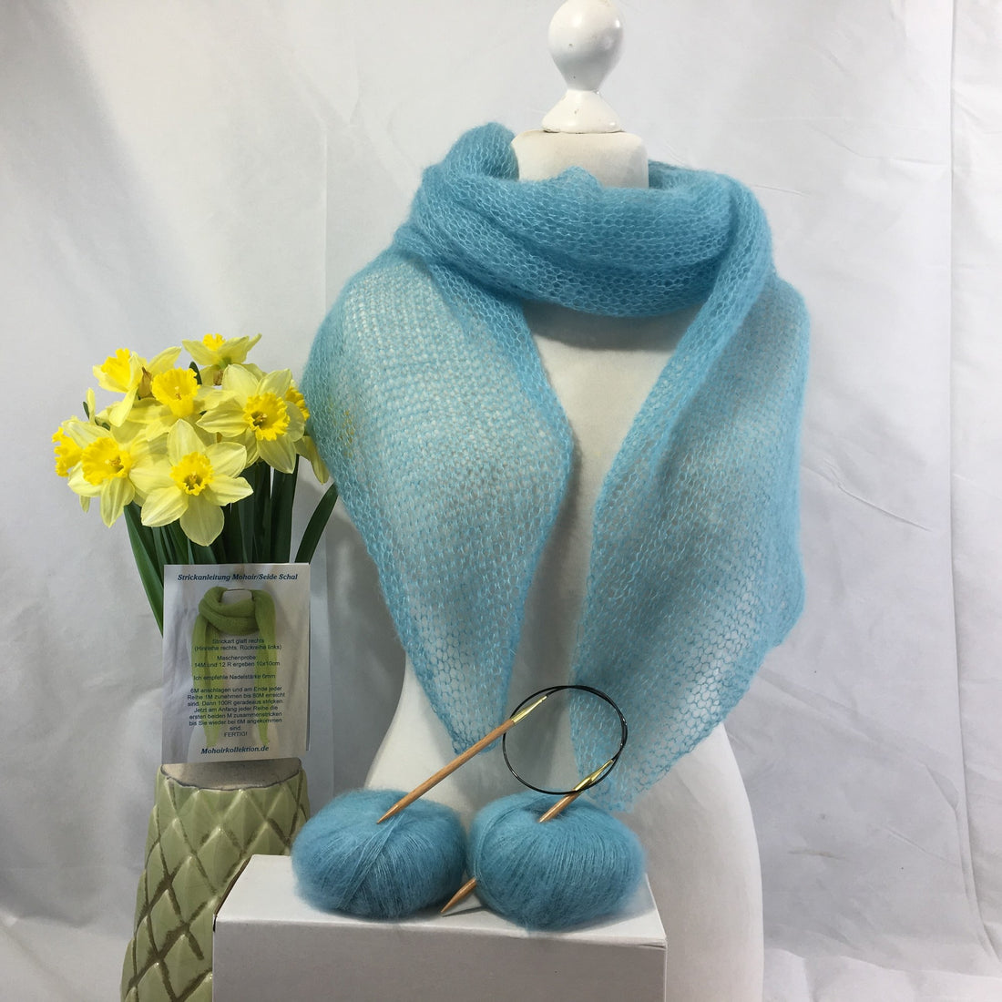 Strick-Set Schal Eis