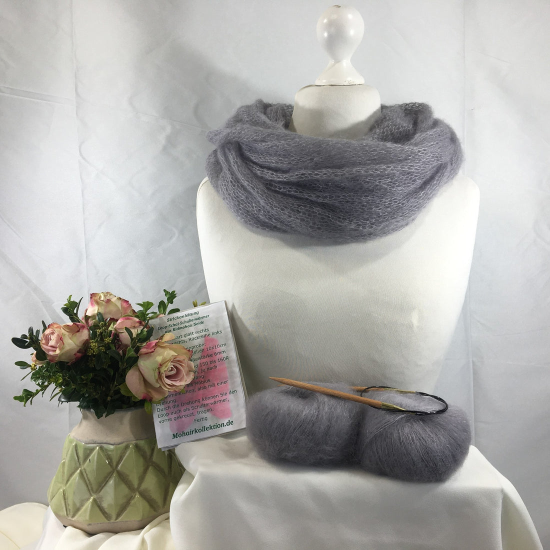 Strick-Set Loop Hellgrau