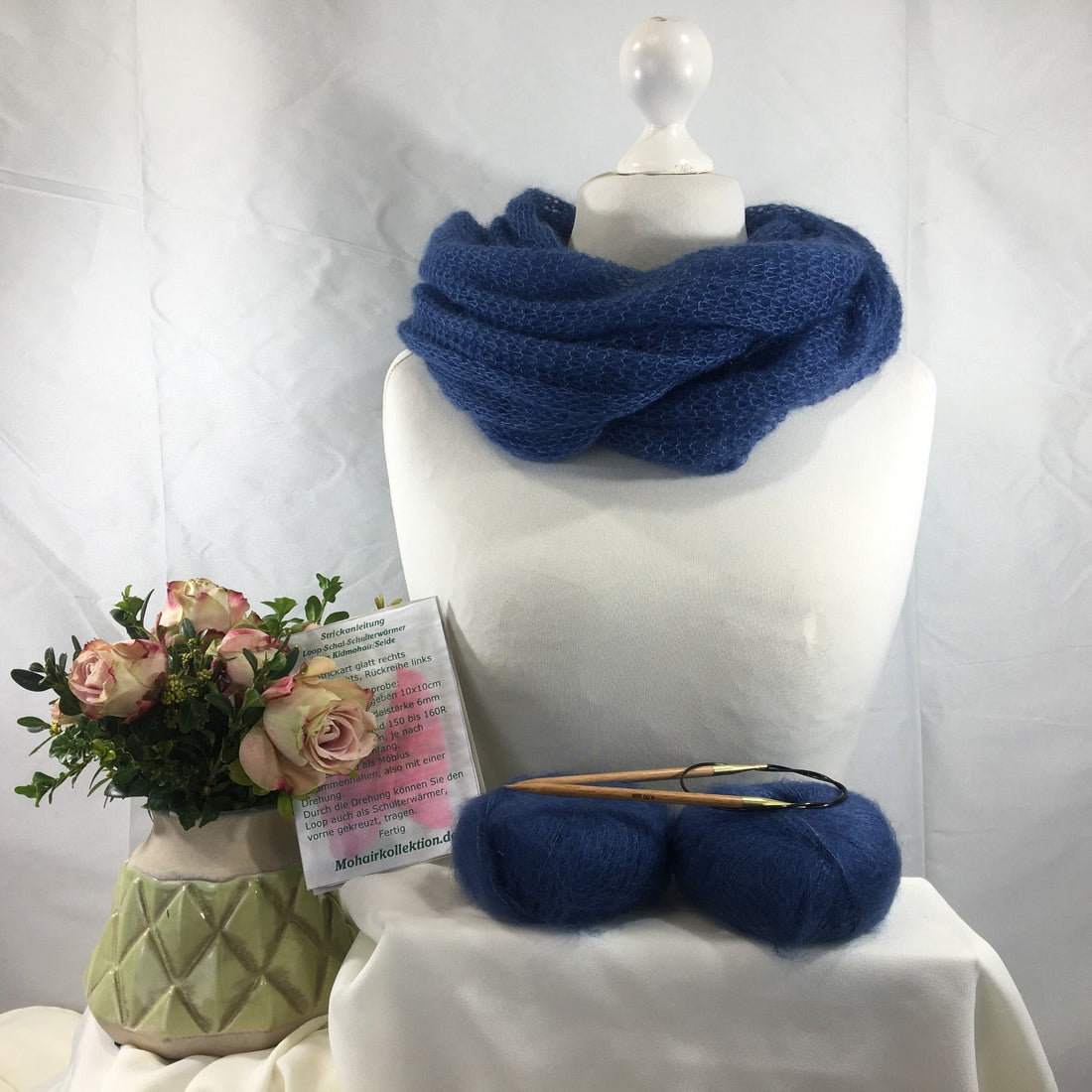 Strick-Set Loop Taubenblau