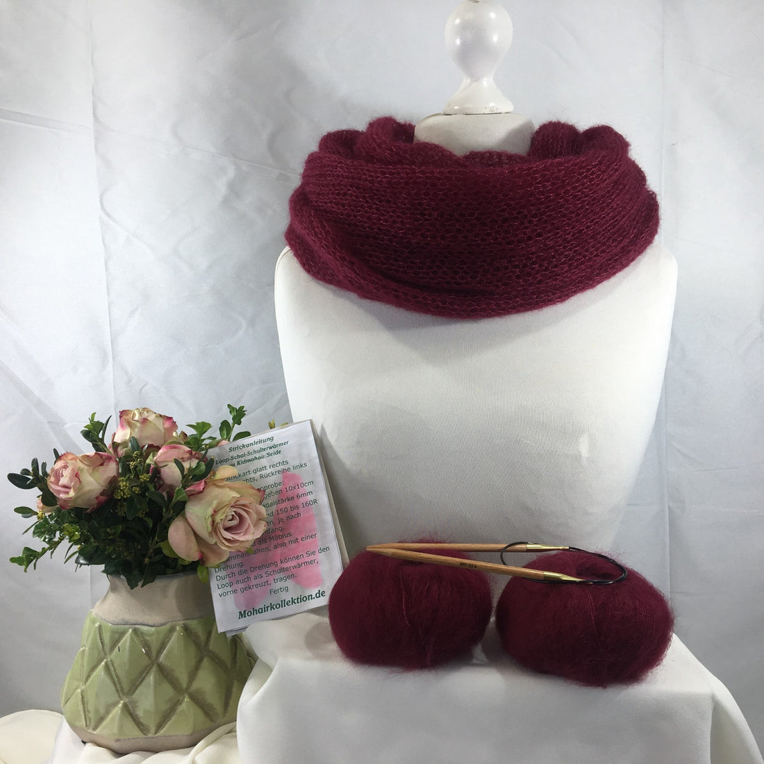 Strick-Set Loop Weinrot