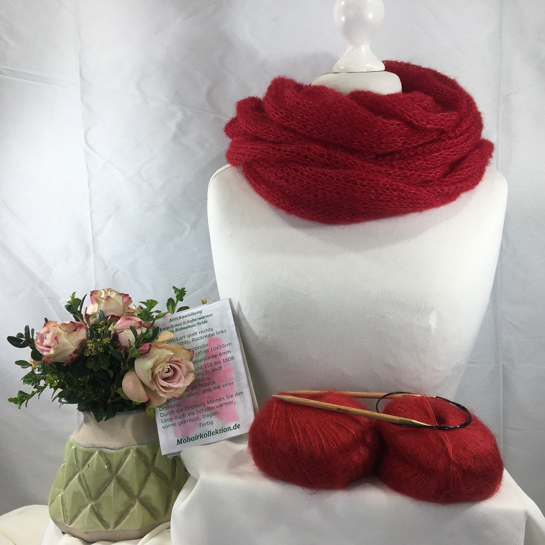Strick-Set Loop Kirschrot